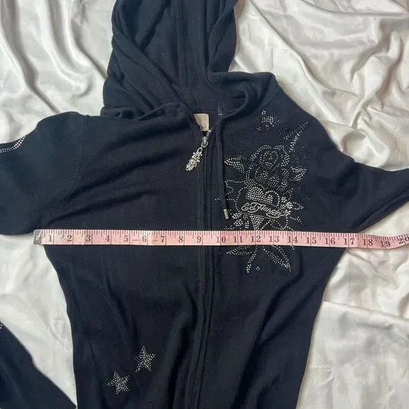 Ed-hardy Rhinestone Black Zip Up Hoodie - Picture 5 of 8
